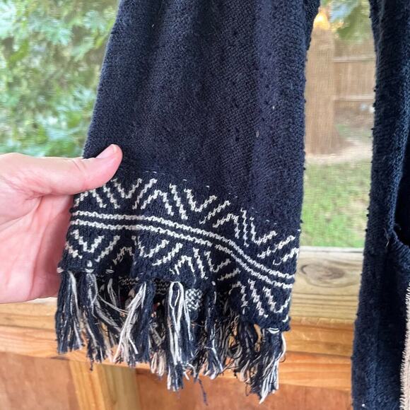 Joie Soft Navy And White Fringe Trim Cardigan Sweater Size M - Picture 5 of 9